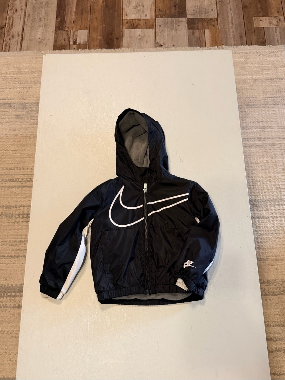 Nike Black & White Hooded Kids Windbreaker Jacket